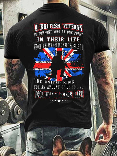 Men's Retro British Culture Art Print Casual Short Sleeve T-Shirt