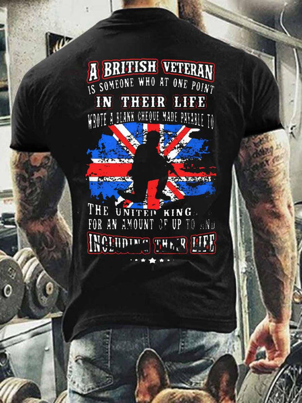 Men's Retro British Culture Art Print Casual Short Sleeve T-Shirt