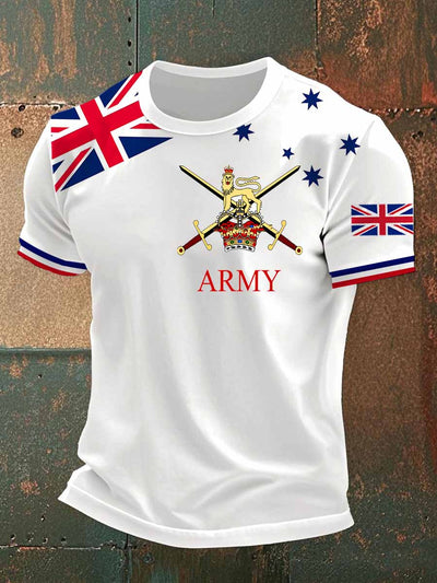Men's Retro British Culture Art Print Casual Short Sleeve T-Shirt