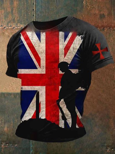 Men's Retro British Culture Art Print Casual Short Sleeve T-Shirt