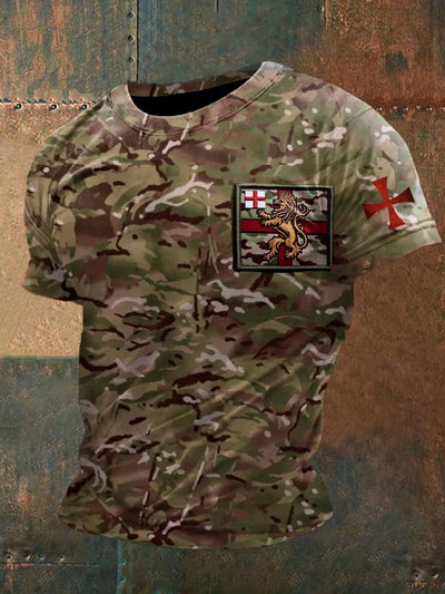 Men's Retro British Culture Art Print Casual Short Sleeve T-Shirt