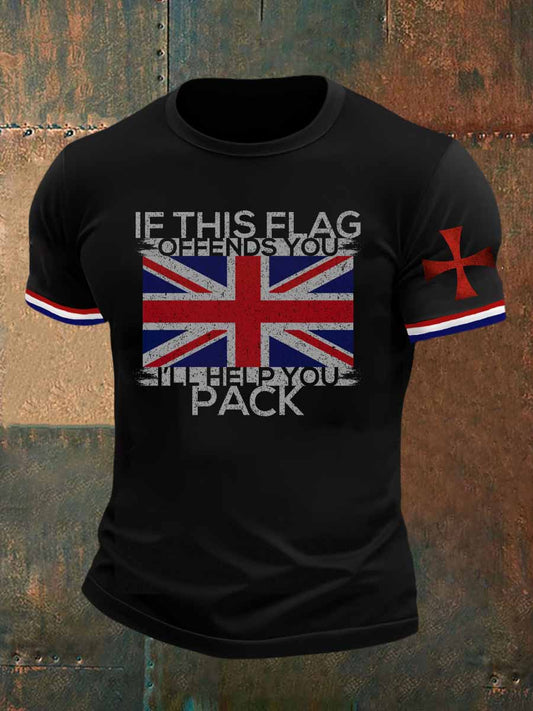 Men's Retro British Culture Art Print Casual Short Sleeve T-Shirt