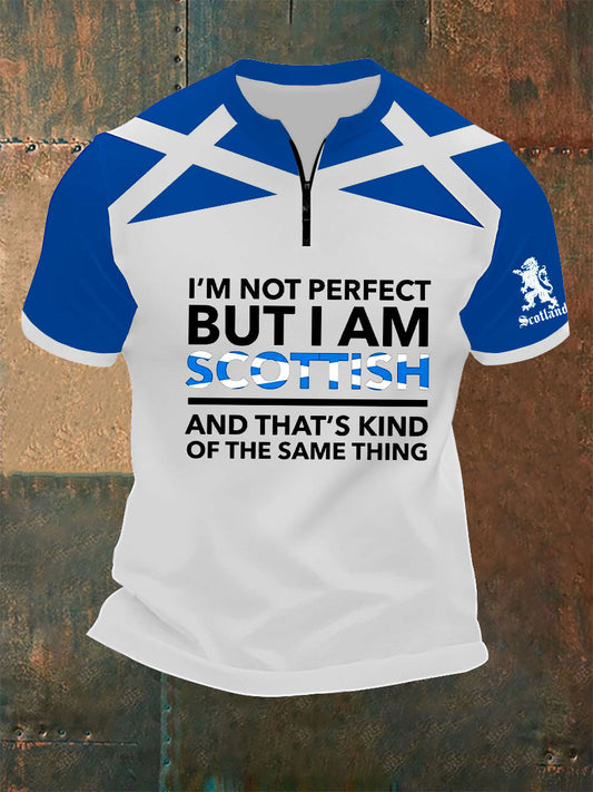 Men's Zip Scottish Flag Short Sleeve T-Shirt