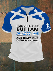 Men's Zip Scottish Flag Short Sleeve T-Shirt