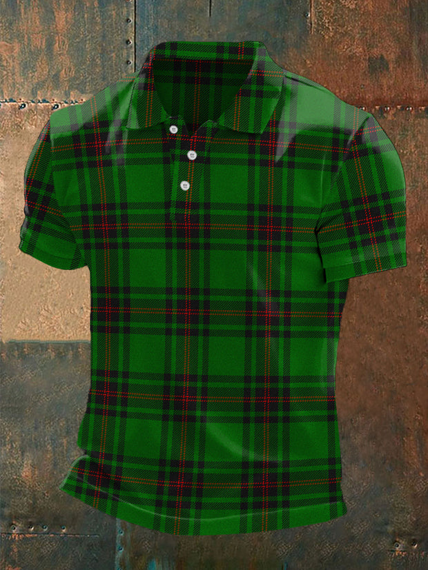 Men's Scottish Tartan Print Casual Top