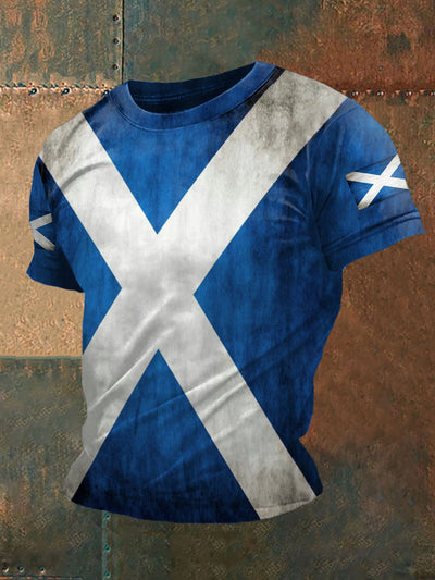 Men's Retro Scottish Flag Print Casual Tee