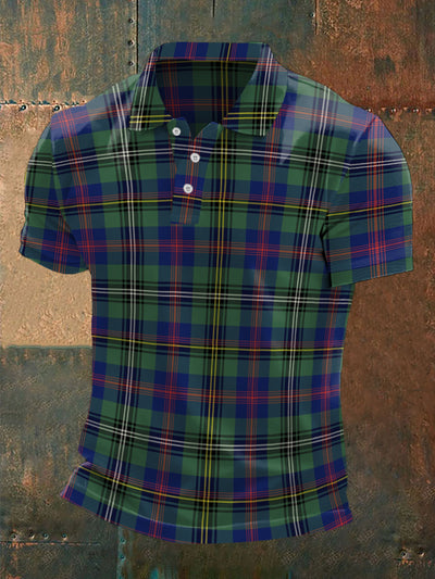 Men's Scottish Tartan Print Casual Top