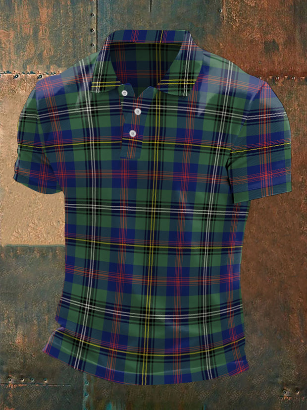 Men's Scottish Tartan Print Casual Top