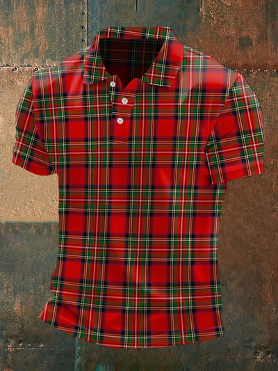 Men's Scottish Tartan Print Casual Top
