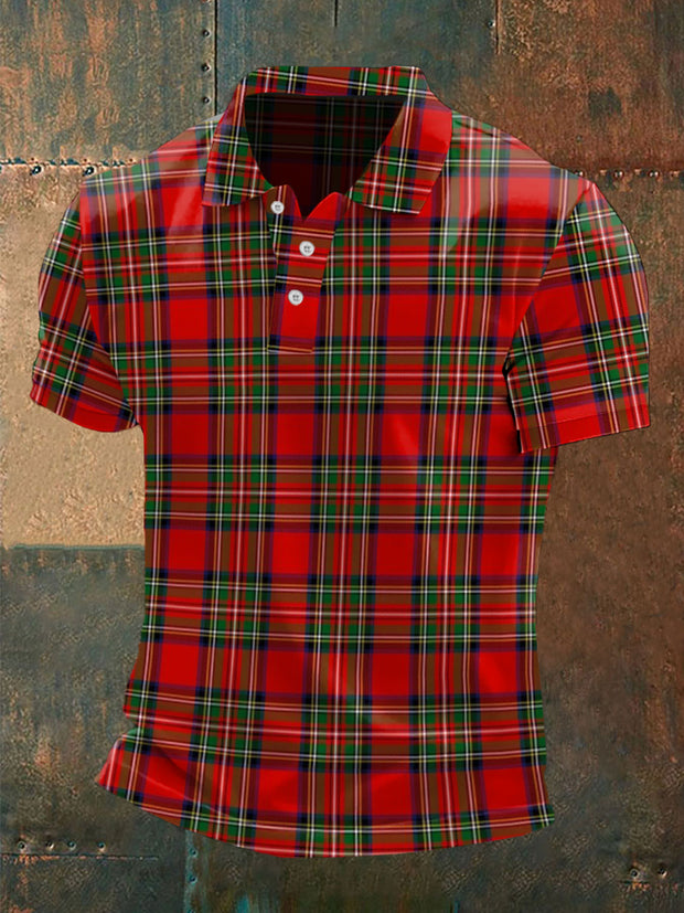 Men's Scottish Tartan Print Casual Top