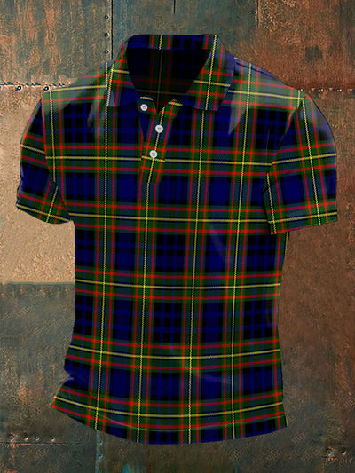 Men's Scottish Tartan Print Casual Top