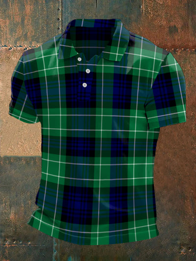 Men's Scottish Tartan Print Casual Top