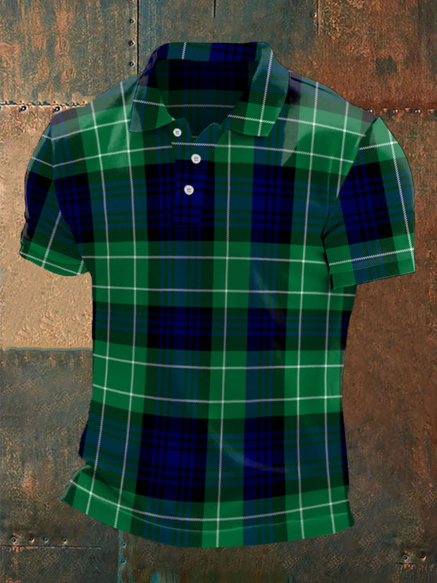 Men's Scottish Tartan Print Casual Top