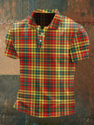 Men's Scottish Tartan Print Casual Top