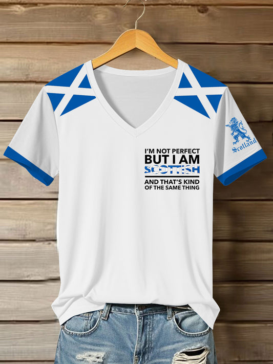 Women's Scottish Flag I Am Not Perfect But I Am Scottish That's About The Same Thing Short Sleeve T-Shirt