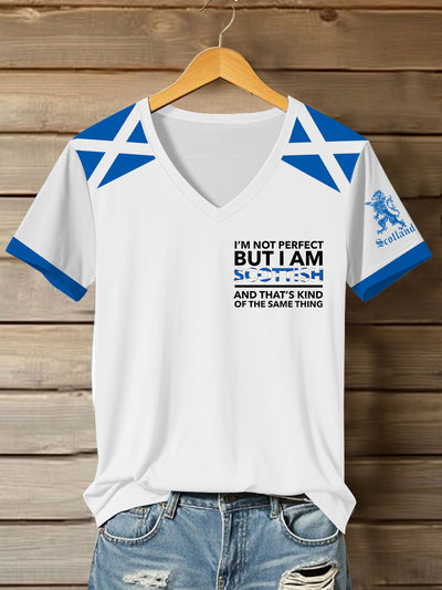 Women's Scottish Flag I Am Not Perfect But I Am Scottish That's About The Same Thing Short Sleeve T-Shirt