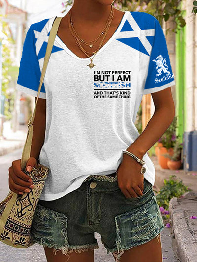 Women's Scottish Flag I Am Not Perfect But I Am Scottish That's About The Same Thing Short Sleeve T-Shirt