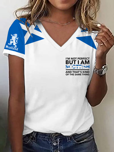 Women's Scottish Flag I Am Not Perfect But I Am Scottish That's About The Same Thing Short Sleeve T-Shirt