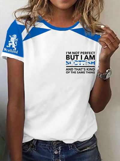 Women's Scottish Flag I Am Not Perfect But I Am Scottish That's About The Same Thing Short Sleeve T-Shirt