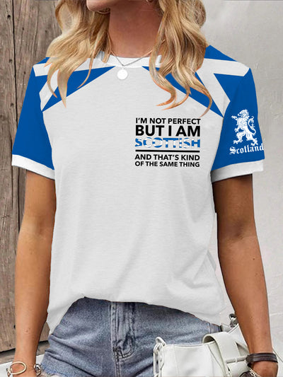 Women's Scottish Flag I Am Not Perfect But I Am Scottish That's About The Same Thing Short Sleeve T-Shirt