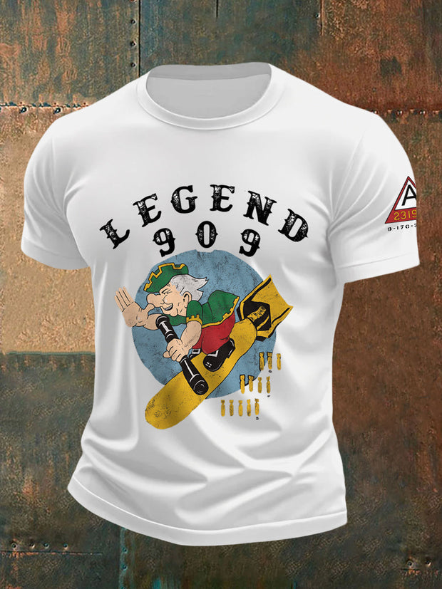 Men's Legendary Fighter 909 Nose Art Print Casual Tee