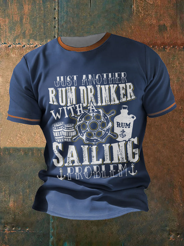 Men's Royal Navy Veteran Rum Lover Printed T-shirt