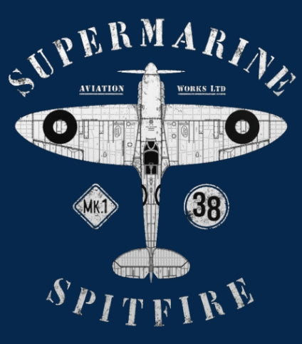 Men's Retro Legendary Fighter Supermarine Spitfire Print Casual Top