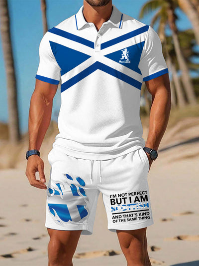 Men's Scottish Flag Printed Short Sleeve Sets