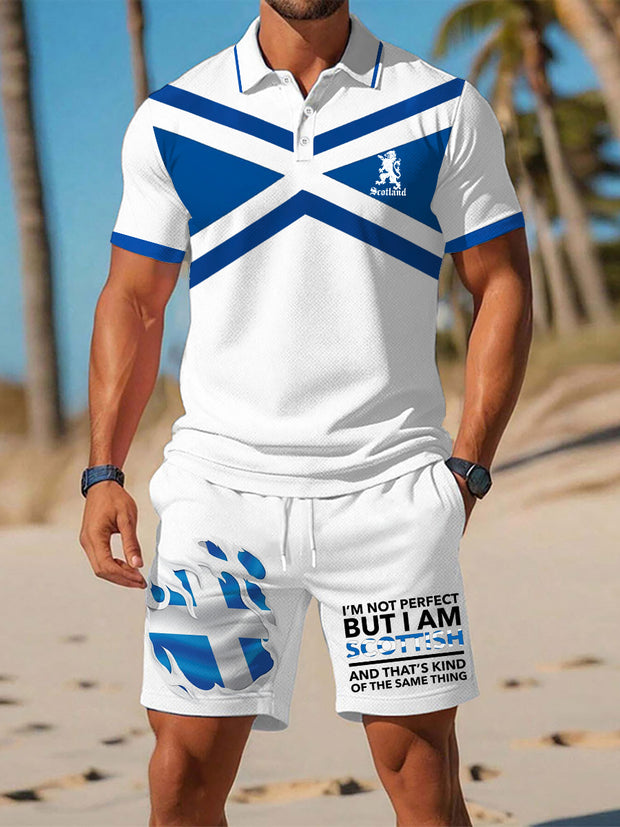 Men's Scottish Flag Printed Short Sleeve Sets