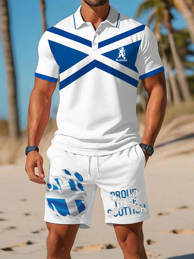 Men's Scottish Flag Printed Short Sleeve Sets