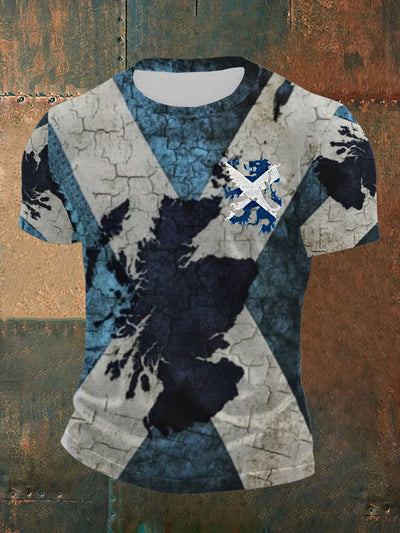 Men's Scottish Flag Printed Short Sleeve  T-shirt