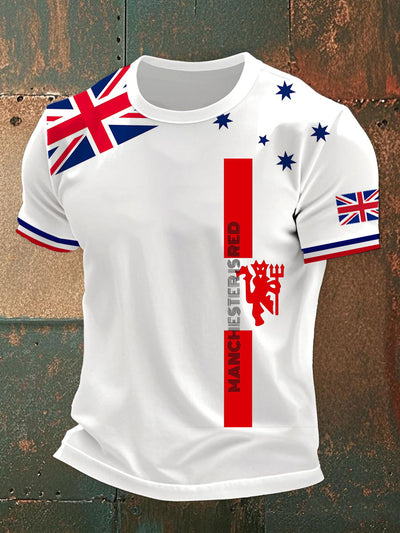Retro British Manchester United Culture And Art Pattern Casual Short-Sleeved T-Shirt
