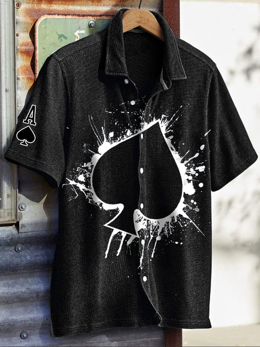 Men's Texas Hold'em Spade A Print Casual Shirts