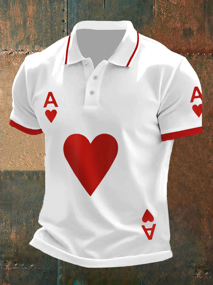 Men's poker ace of hearts tops