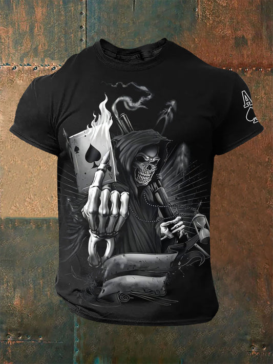 Men's Skull Poker Spade A T-shirts