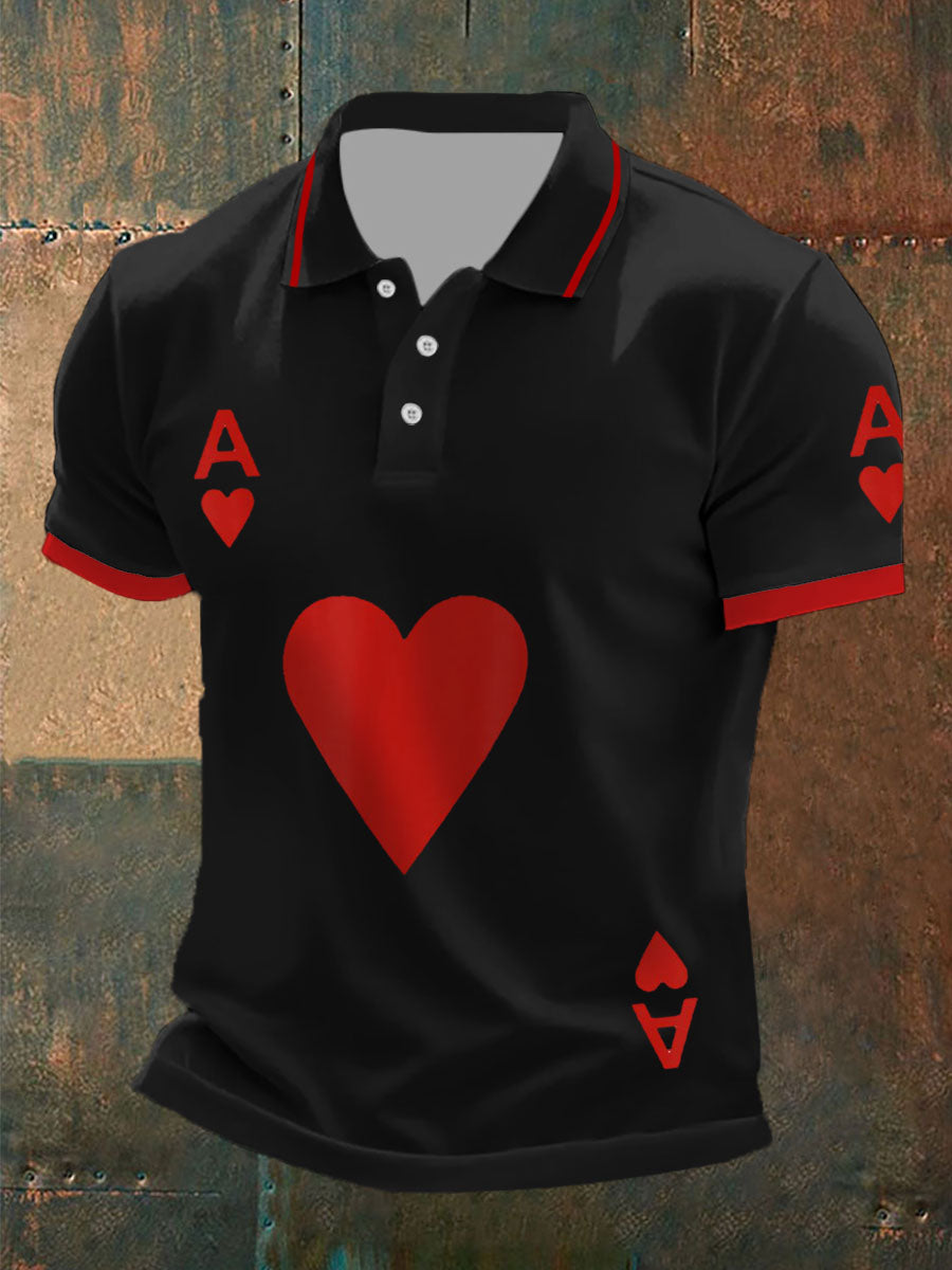 Men's poker ace of hearts tops