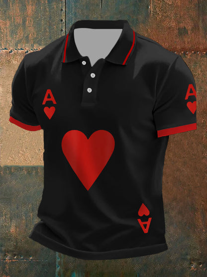 Men's poker ace of hearts tops