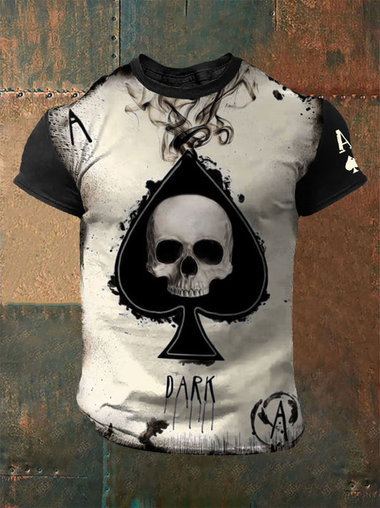 Men's skeleton has an Ace of Spades T-shirts