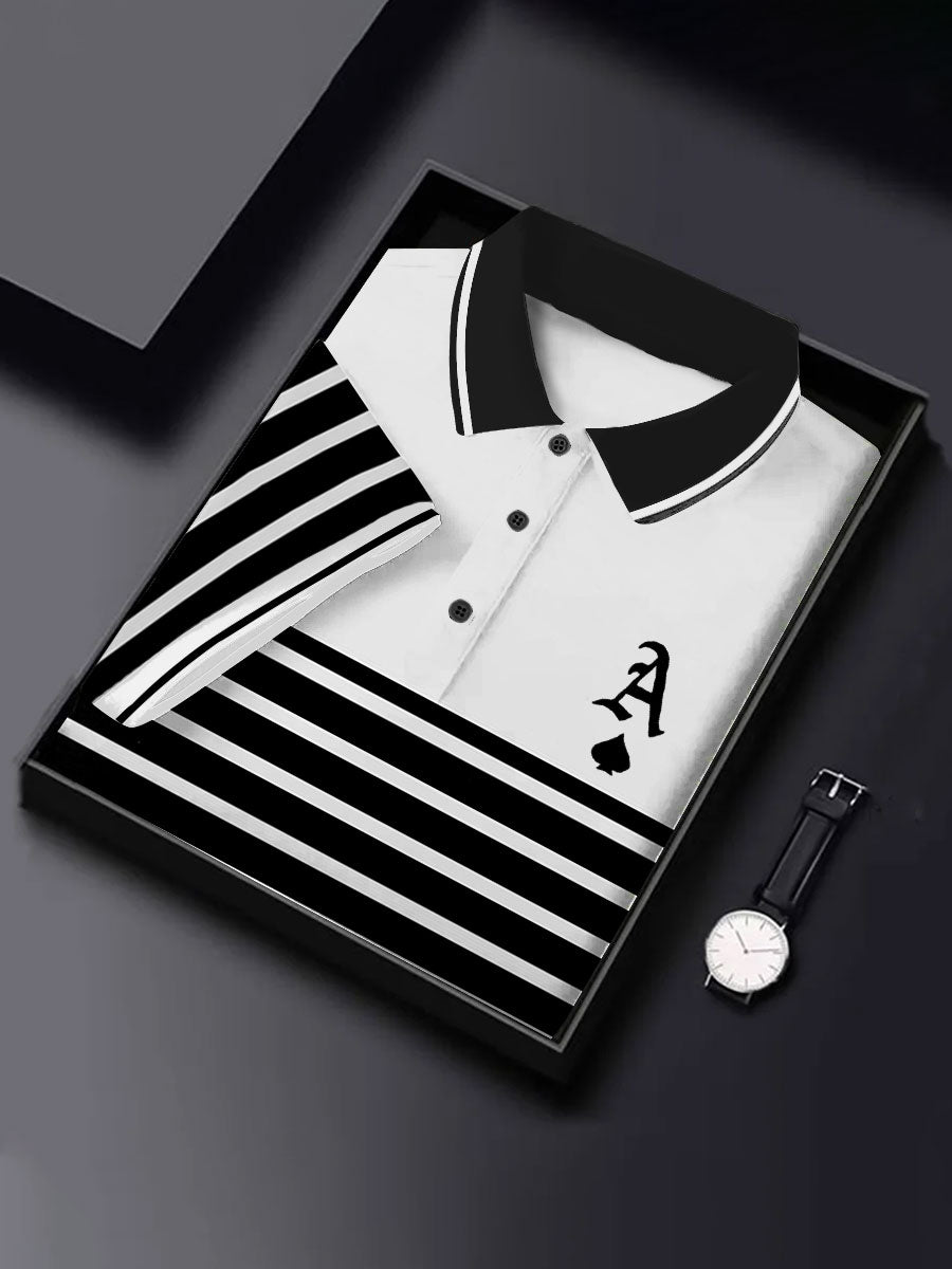 Men's poker ace of spades striped tops