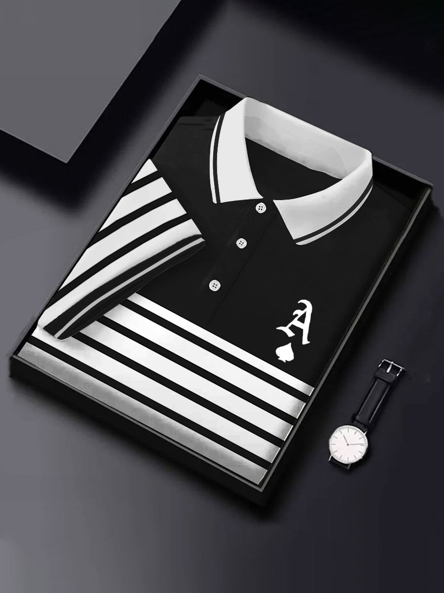 Men's poker ace of spades striped tops