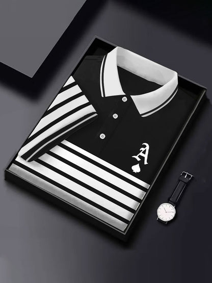 Men's poker ace of spades striped tops