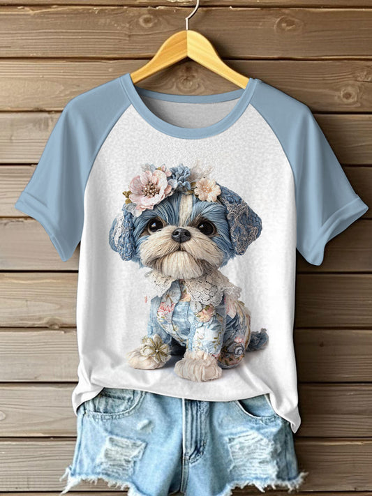 Women's Dog Print Casual T-Shirts