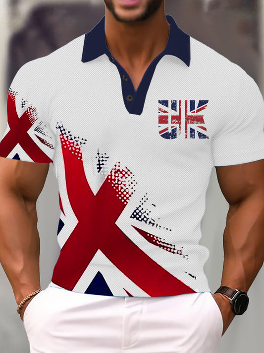 Men's United Kingdom Flag Business Style Short Sleeve T-Shirt