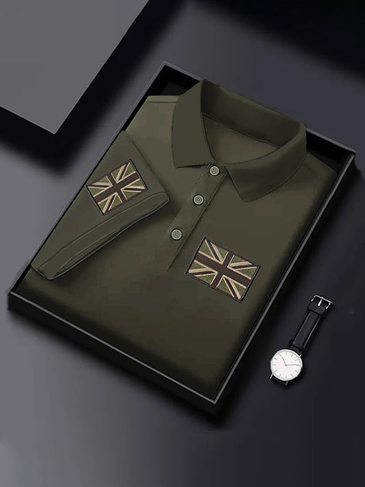 Men's Business Style Embroidered  Badge Top