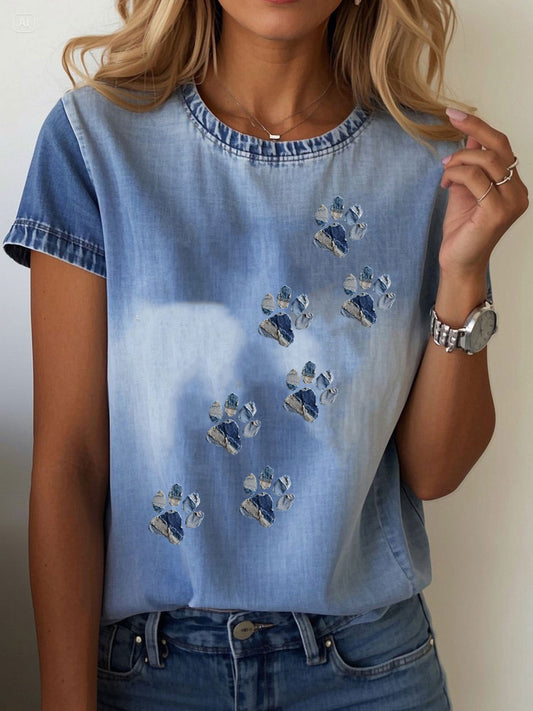 Women's Denim Paw T-shirt