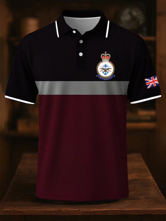 Men's British Armed Forces MOD Veterans Stripes Print Casual Short Sleeve Top
