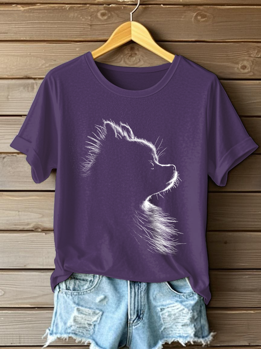 Women's Pomeranian Print Casual T-Shirt