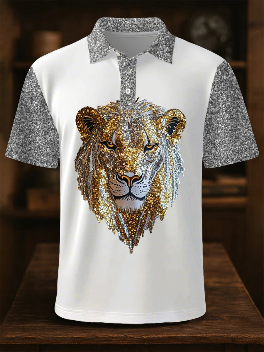 Men's Business Animal Art Print Short Sleeve Shirt