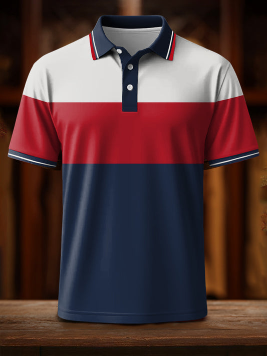 Men's Colorblock Stripes Print Casual Top