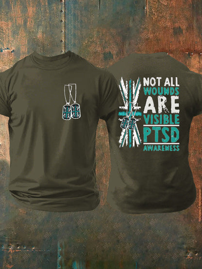 Men's UK PTSD Awareness Veteran Printed T-shirt